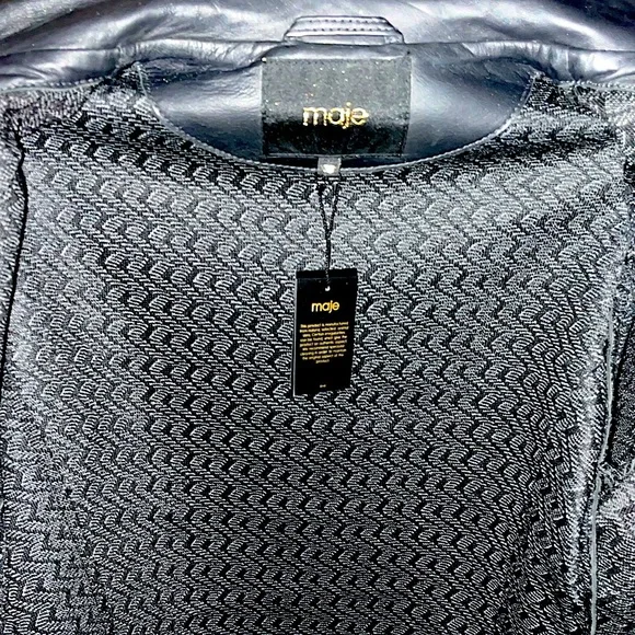 MAJE NWT Women’s Black Leather Jacket.Size 36 (4) - Picture 5 of 8